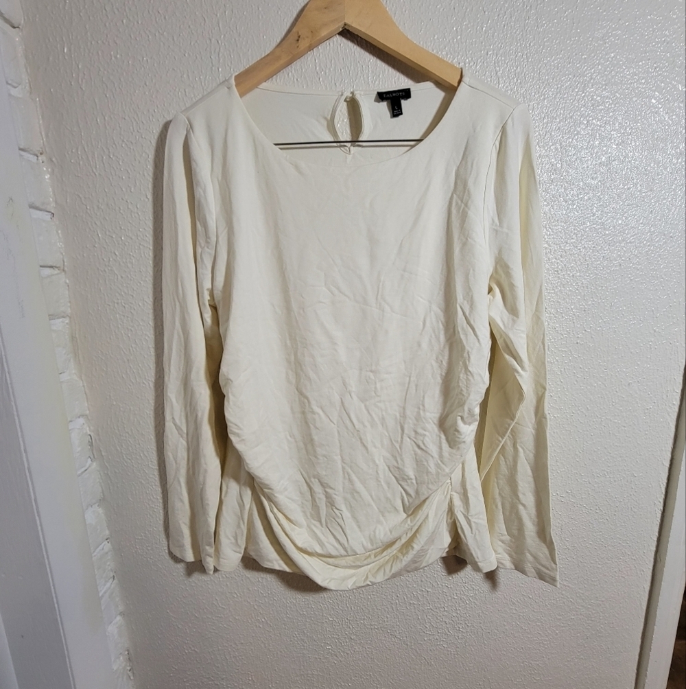 NWOT Talbots Ruched Jersey Knit Double-Layer Long Sleeve sz L Cream
